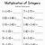 multiplication of integers worksheet