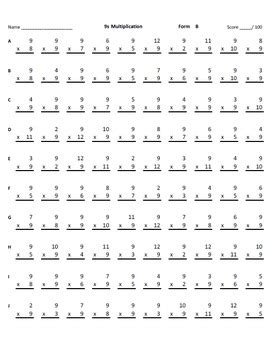 Multiplication And Division Timed Test Printable 0 12