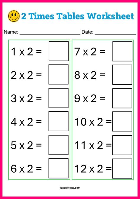 Multiplication By 2 Printables