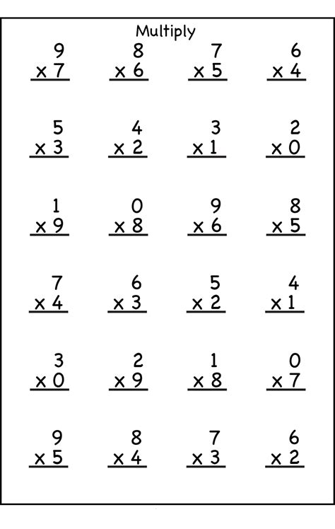 multiplication for 3rd grade printable template
