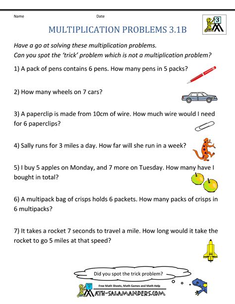 Multiplication Problems Printable 5th Grade