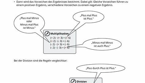 Arbeitsblatt - Multiplikation und Division ganzer Zahlen - Mathematik