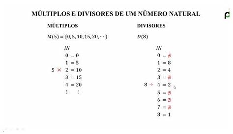 Multiplos e Divisores de um número natural - Matemática