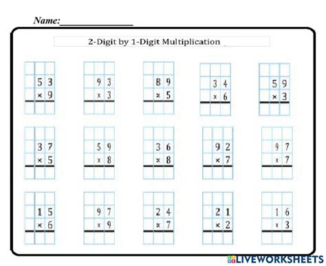 1Digit x 2Digit Multiplication Worksheets