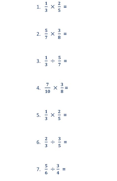 Multiplying And Dividing Fractions Quiz