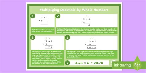 multiplying decimals and whole numbers printable template