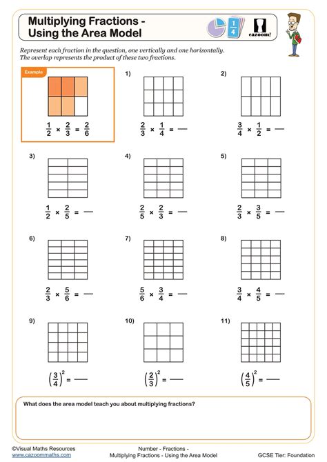 multiplying fractions using models worksheet