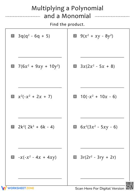 multiplying monomials worksheet with answers pdf