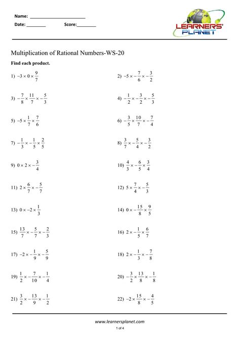 multiplying rational numbers worksheet 7th grade pdf