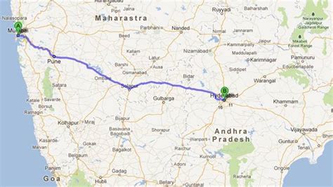 mumbai to hyderabad map