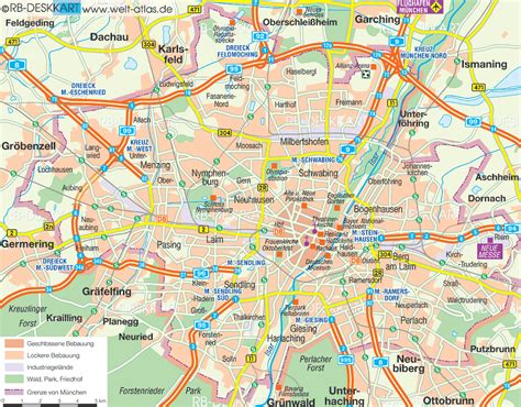 Map of Munich (City in Germany, Bavaria) WeltAtlas.de