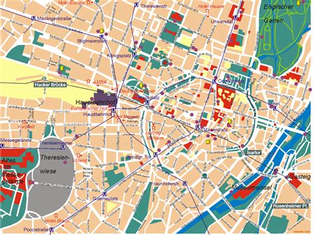 Map of Munchen with Stabbed Pin Stock Photo Image of direction