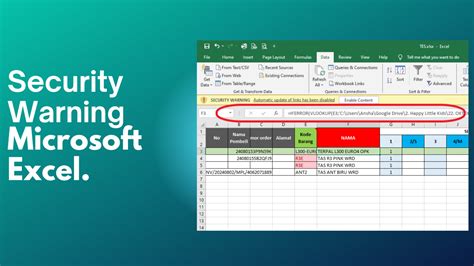 Muncul Security Warning Pada Excel