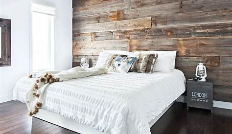 Chambre à coucher, mur de bois rustique. Effet bois de