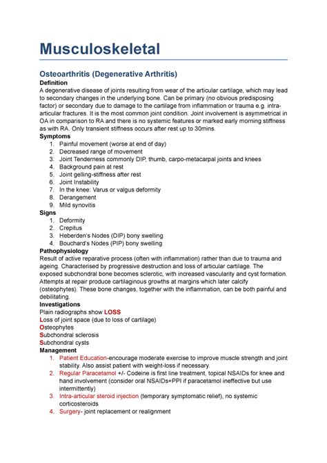Musculoskeletal Documentation Example