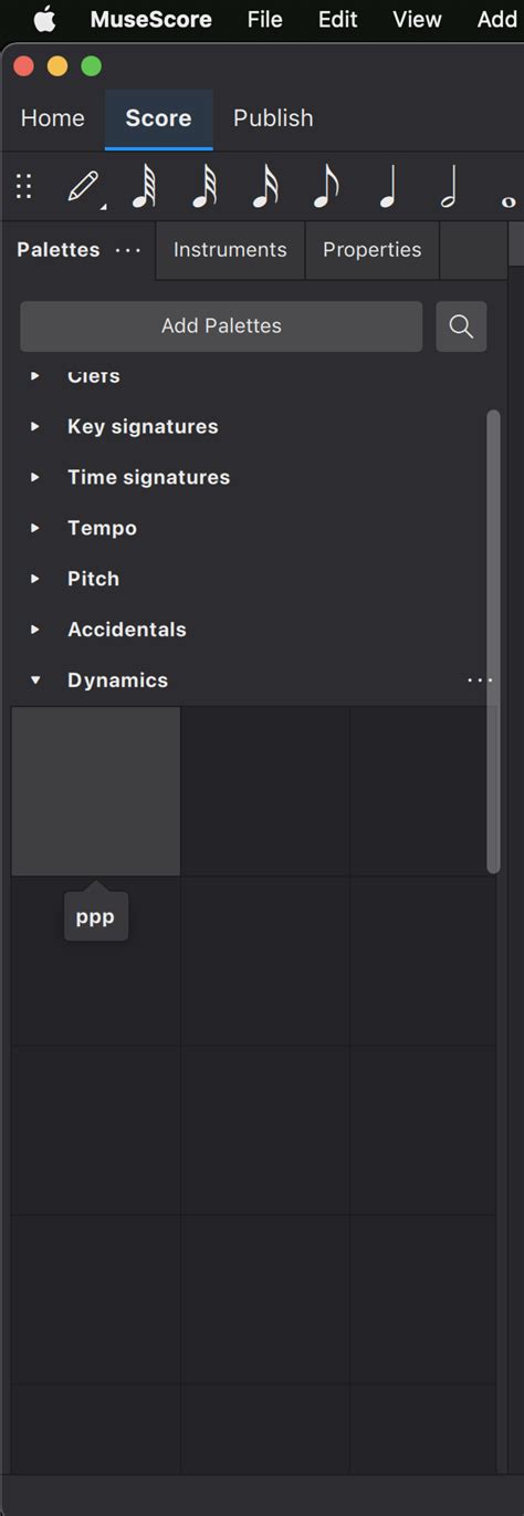 Musescore Palette Gone