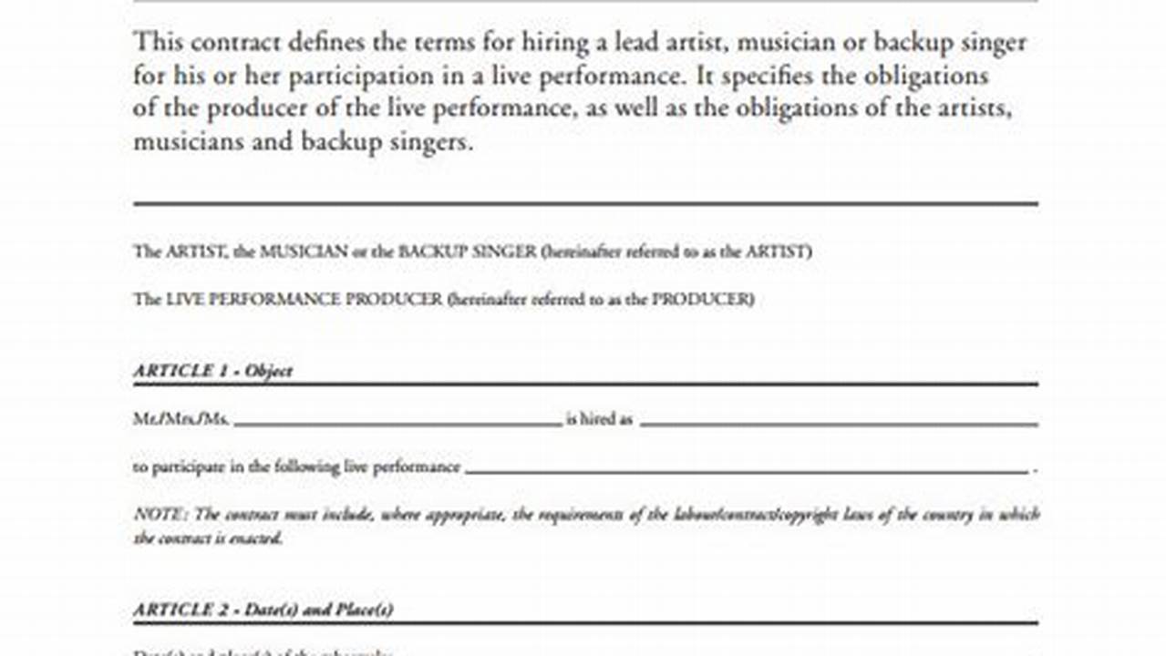 Music Producer Work for Hire Agreement PDF Template