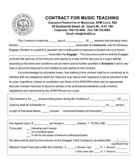 Piano Lesson Contract The Playful Piano
