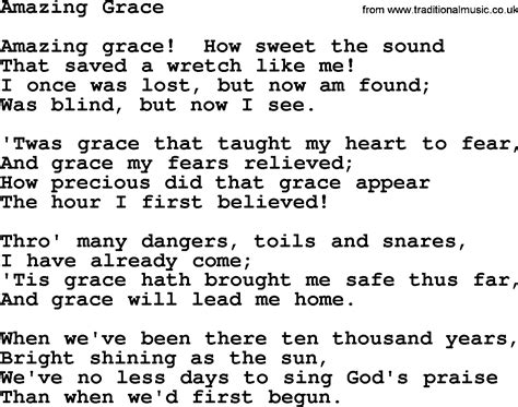 music and lyrics for amazing grace