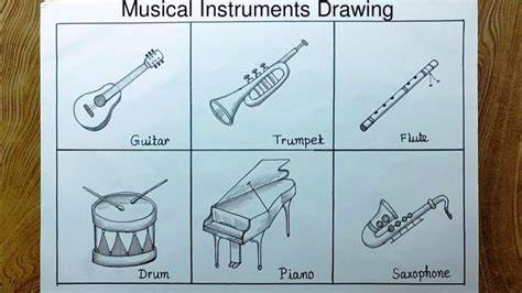 Learn How To Draw And Color Musical Instruments And Learn Colors With