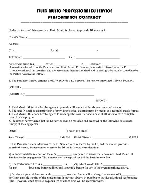 Musical Performance Contract Template