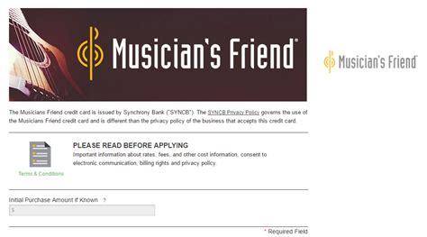 musician's friend credit card account