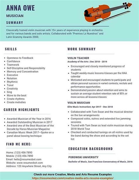 musician resume template word
