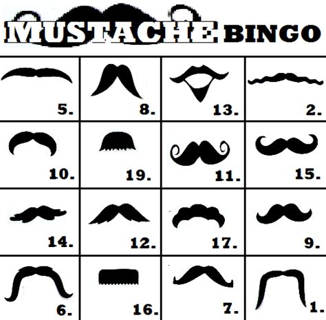 Mustache Bingo Printable
