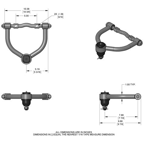 Mustang 2 Control Arm Dimensions
