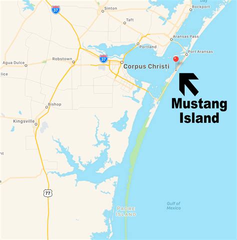 mustang island tx map
