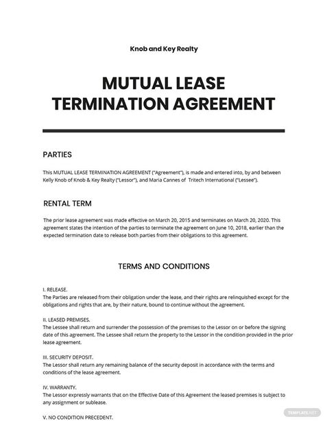 Mutual Termination Agreement Template Uk