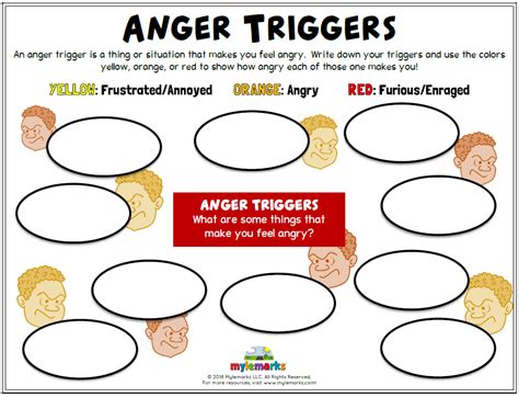 my anger triggers worksheet