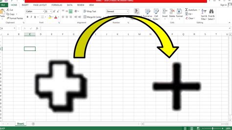 my cursor changes to a cross in excel
