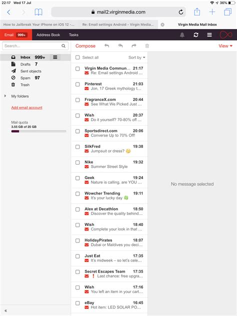 my emails inbox virgin media imap
