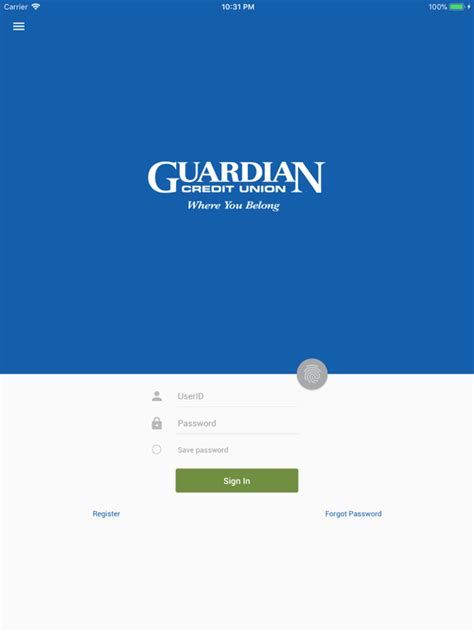 my guardian credit union login access