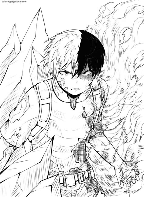 Boku No Hero Academia Coloring Pages Todoroki Lineart by justaweirdgirl