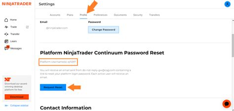 my ninjatrader continuum password