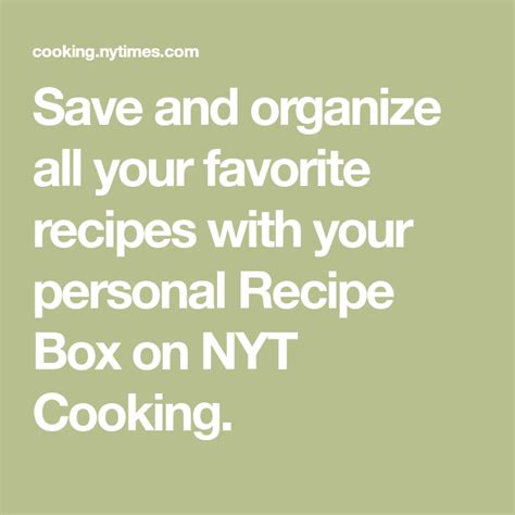 my recipe box nytimes