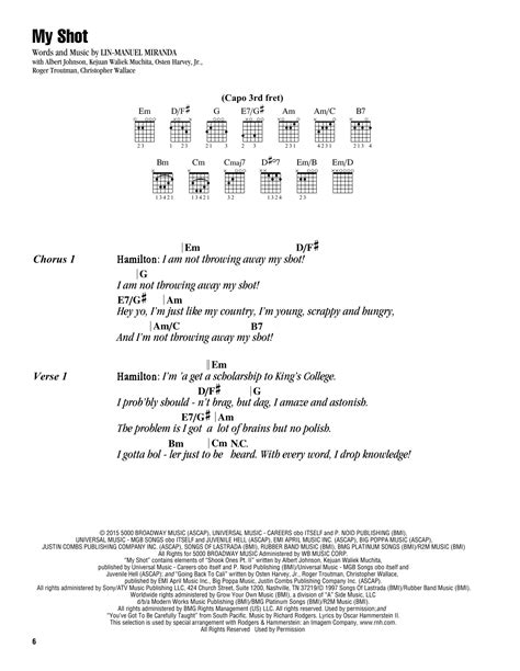 My Shot Lyrics Hamilton Printable