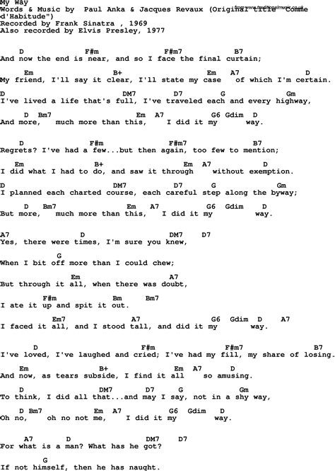 my way frank sinatra guitar chords