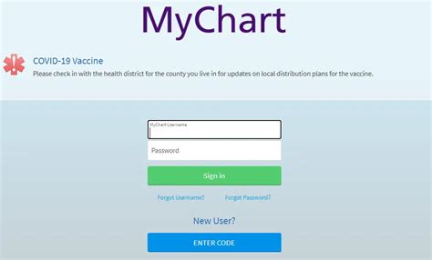 mychart - login page