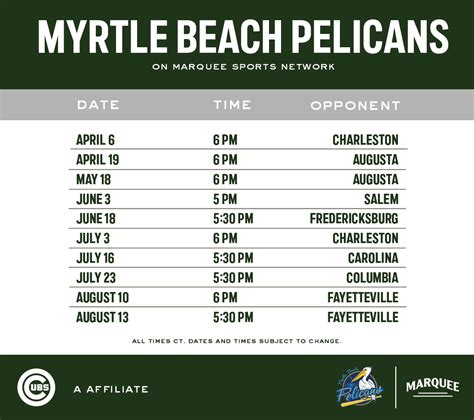 myrtle beach pelicans schedule printable