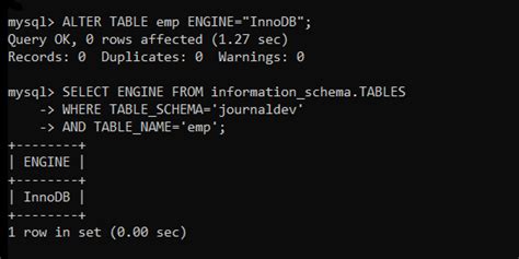 Mysql Change Engine For Table