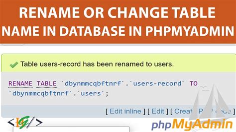 Mysql Change Table Name Phpmyadmin