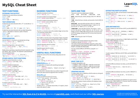 mysql command line cheat sheet pdf