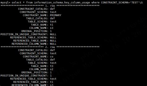 Mysql Key Column Usage