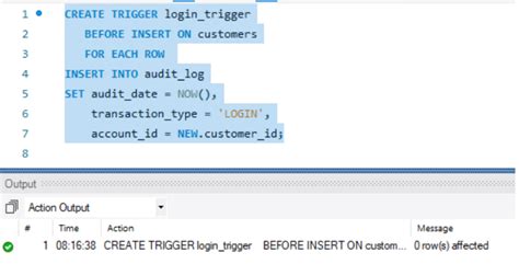 Mysql Table Trigger Example