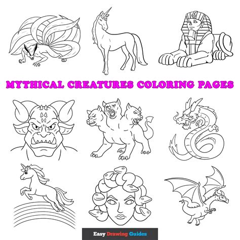 Mythical Creatures Sillouetes Printable