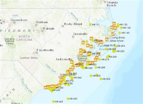 N.c. Artificial Reefs Map