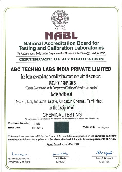 nabl accredited laboratory list